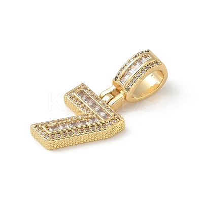 Brass Clear Cubic Zirconia European Dangle Charms KK-R003-01G-07-1