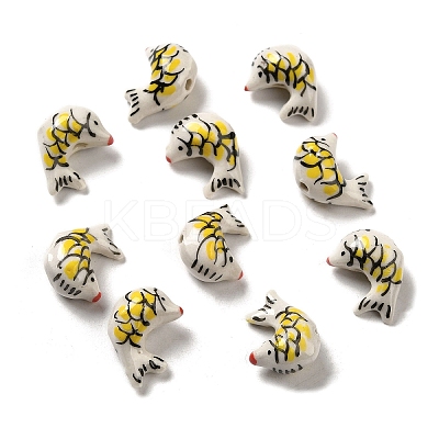 Handmade Printed Porcelain Beads PORC-E015-18-1