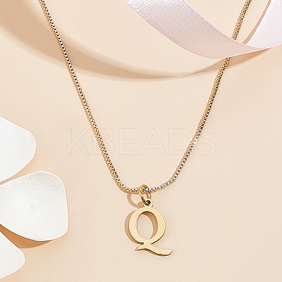 1pc 304 Stainless Steel Letter Pendant Necklaces NJEW-LP0001-38Q-G-1