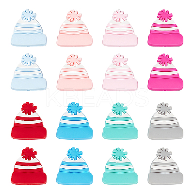 16Pcs 8 Colors Christmas Theme Silicone Beads SIL-CA0002-50-1