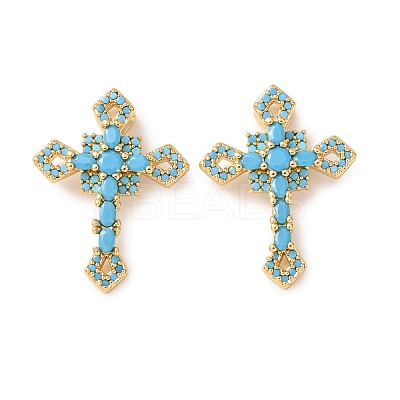 Brass Micro Pave Cubic Zirconia Pendants KK-C143-43B-G-1