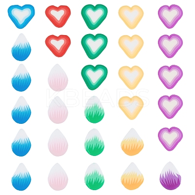 2000Pcs 10 Styles Handmade Polymer Clay Cabochons CLAY-SC0001-14-1