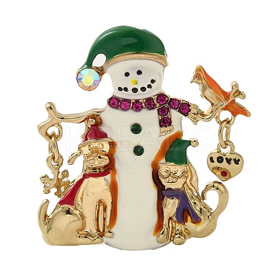 Christmas Alloy Colorful Rhinestone Brooches JEWB-U009-10I-1