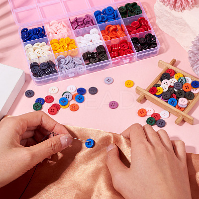 450Pcs 15 Styles Resin Buttons RESI-TA0004-13-1