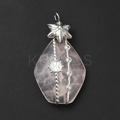 Natural Rose Quartz Pendants G-G870-04P-1