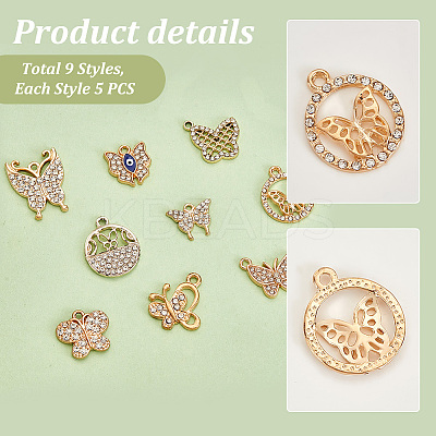 45Pcs 9 Styles Alloy Pendants ALRI-PH0001-30-1
