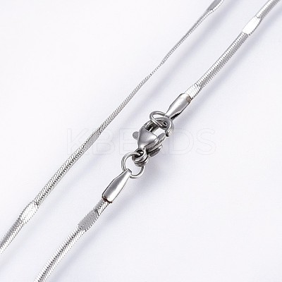 Non-Tarnish 304 Stainless Steel Flat Snake Chain Necklaces NJEW-O102-27P-1