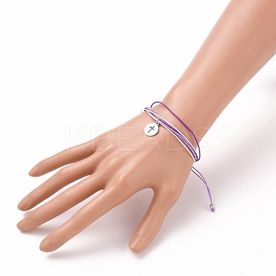 Waxed Polyester Cord Braided Bracelets BJEW-JB05663-01-1