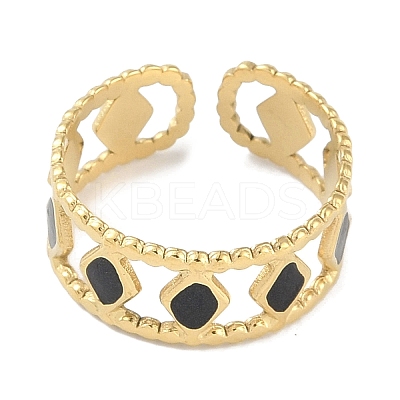 Ion Plating(IP) 304 Stainless Steel Enamel Cuff Finger Rings RJEW-L107-041G-02-1