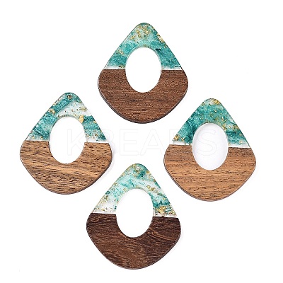 Transparent Resin and Walnut Wood Pendants RESI-T057-07I-1