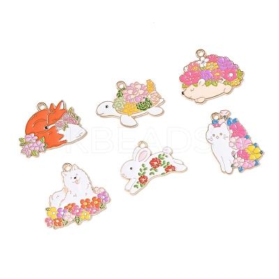 6Pcs 6 Styles Alloy Enamel Pendants ENAM-FP0002-67-1
