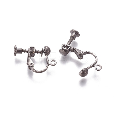 Rack Plated Brass Screw Clip-on Earring Findings X-KK-P169-04B-1