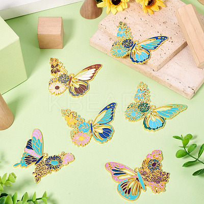 6Pcs 6 Styles Rack Plating Alloy Enamel Big Pendants ENAM-TA0002-76-1
