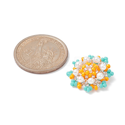 Seed Beads Beaded Charms PALLOY-MZ00119-03-1