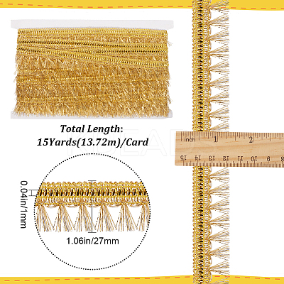 15 Yards Filigree Polyester Lace Fringe Trim OCOR-WH0089-13A-1