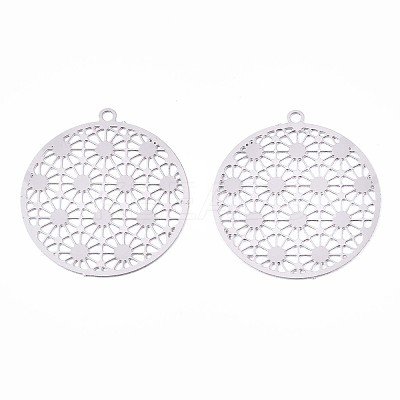 Tarnish Resistant 201 Stainless Steel Filigree Pendants STAS-R102-09P-1
