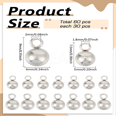 60Pcs 2 Styles Tarnish Resistant 304 Stainless Steel Pendants STAS-LP0002-57-1