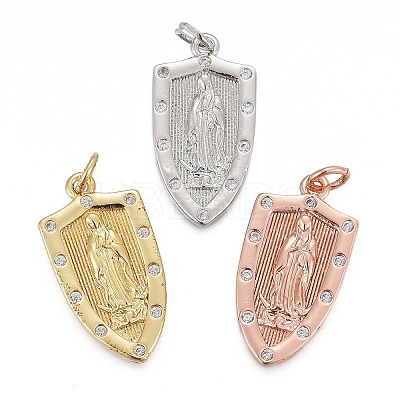 Brass Micro Pave Clear Cubic Zirconia Pendants KK-F821-17-1