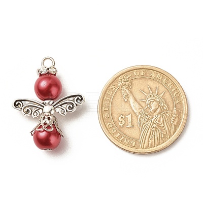 Baking Paint Pearlized Glass Pearl Pendants PALLOY-JF01576-1