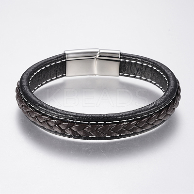Braided Leather Cord Bracelets BJEW-H561-07C-1