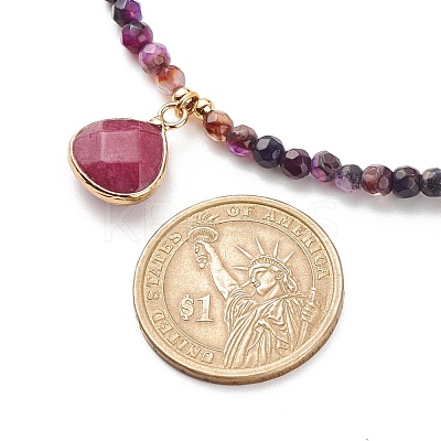 Teardrop Pendant Necklace with Round Beaded Chains NJEW-JN03921-1