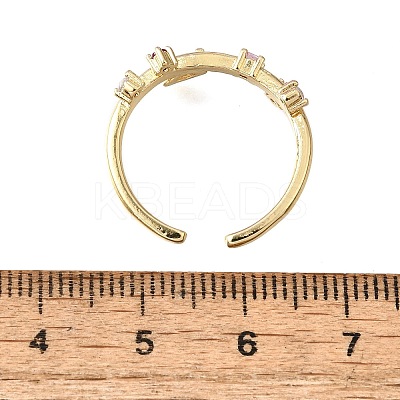 Brass Micro Pave Cubic Zirconia Cuff Rings for Women RJEW-H247-09G-1