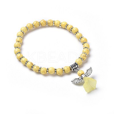 Dyed Synthetic Turquoise Beads Stretch Bracelets BJEW-JB04222-05-1