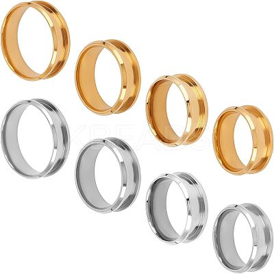 8Pcs 8 Style 201 Stainless Steel Grooved Finger Ring Settings MAK-UN0001-37-1