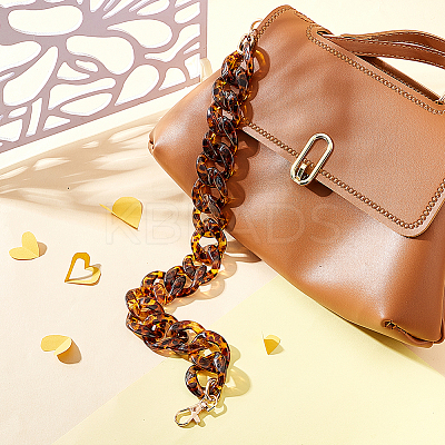 Leopard Print Pattern Acrylic Curb Chain Bag Handles FIND-WH0120-03A-1