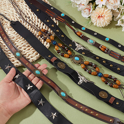 8Pcs 8 Styles Imitation Leather Adjustable Hat Bands FIND-ME0002-83-1
