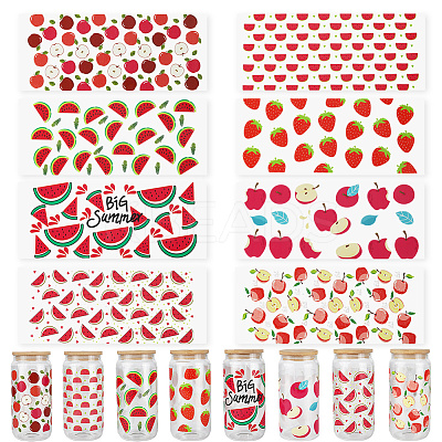 8Pcs 8 Styles PVC Plastic Waterproof Decorative Sticker Labels DIY-SP0004-93D-1