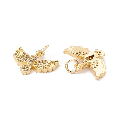 Brass Micro Pave Clear Cubic Zirconia Charms KK-G415-31G-1