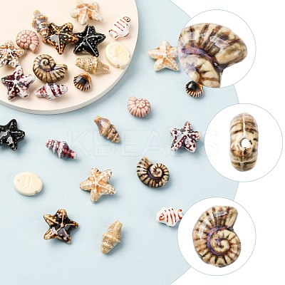 26Pcs 13 Styles Handmade Porcelain Ceramic Beads PORC-FS0001-29-1