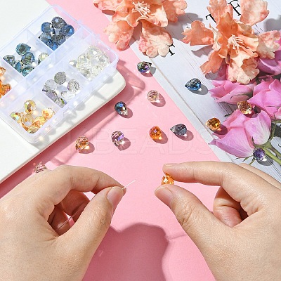 48Pcs 6 Colors Transparent Glass Beads Strands GLAA-YW0003-58-1