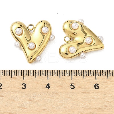 304 Stainless Steel with ABS Plastic Pearl Pendants STAS-G371-17G-1