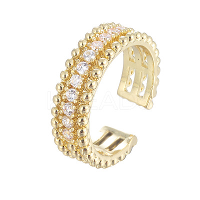 Brass Micro Pave Cubic Zirconia Cuff Open Rings WG3C068-01-1