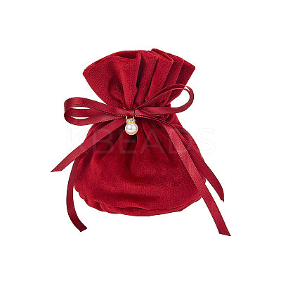 Velvet Jewelry Bags with Drawstring & Plastic Imitation Pearl LS-TP-CJC0001-03A-1