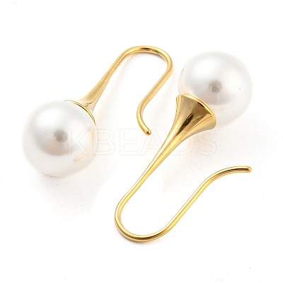 Plastic Pearl Teardrop Dangle Earrings EJEW-C067-23A-G-1