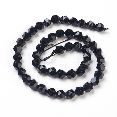 Natural Black Onyx Beads Strands G-K282-01B-1