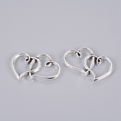 Tibetan Style Double Heart Links connectors TIBE-M029-02AS-LF-1