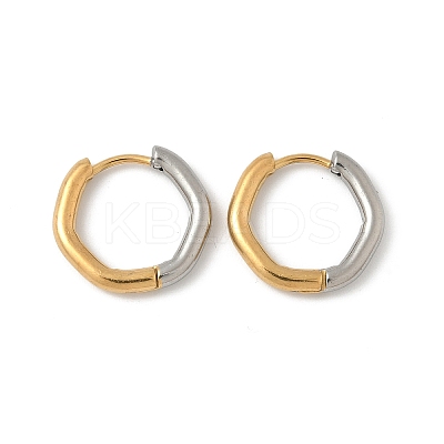 304 Stainless Steel Two Tone Hoop Earrings EJEW-P313-01B-G-1