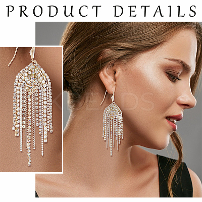 2 Pairs 2 Colors Natural Pearl Beaded & Rhinestone Chains Tassel Earrings EJEW-AN0004-23-1