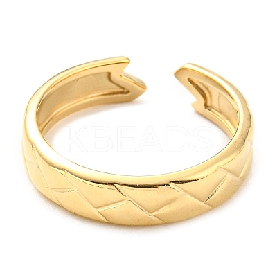 304 Stainless Steel Grooved Open Cuff Ring for Women RJEW-C016-27G-1