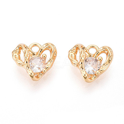 Brass Micro Pave Clear Cubic Zirconia Charms KK-N267-12G-1