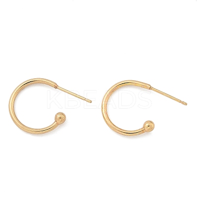 304 Stainless Steel C-shaped Hoop Circle Ball Stud Earrings LS-STAS-K204-04G-1