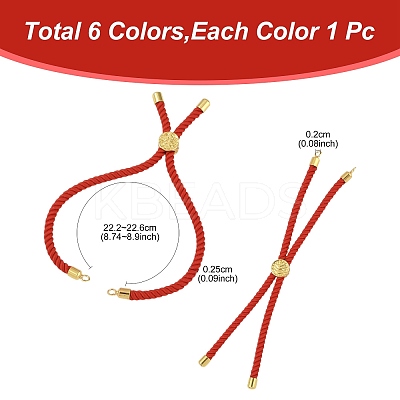 6Pcs 6 Colors Twisted Nylon Cord Silder Bracelets DIY-FS0008-93-1