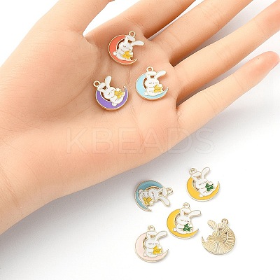 10Pcs 5 Colors Alloy Enamel Pendants ENAM-YW0002-72-1