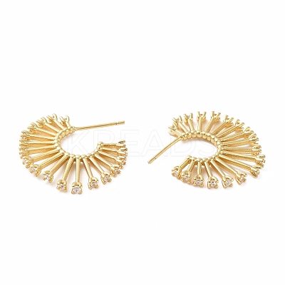 Cubic Zirconia Flower Stud Earrings EJEW-E263-10G-1