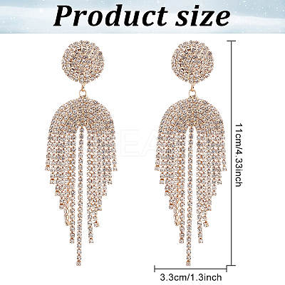 2 Pairs 2 Colors Crystal Rhinestone Chain Tassel Dangle Stud Earrings EJEW-FI0001-02-1