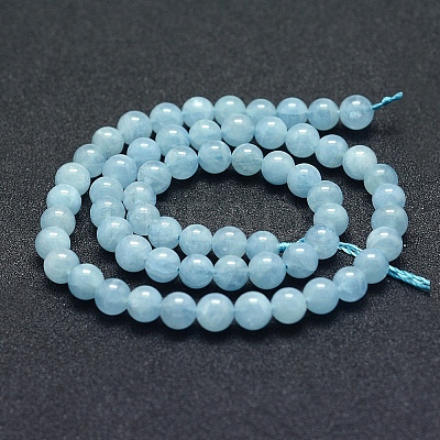 Natural Aquamarine Beads Strands G-P342-10-6mm-A+-1